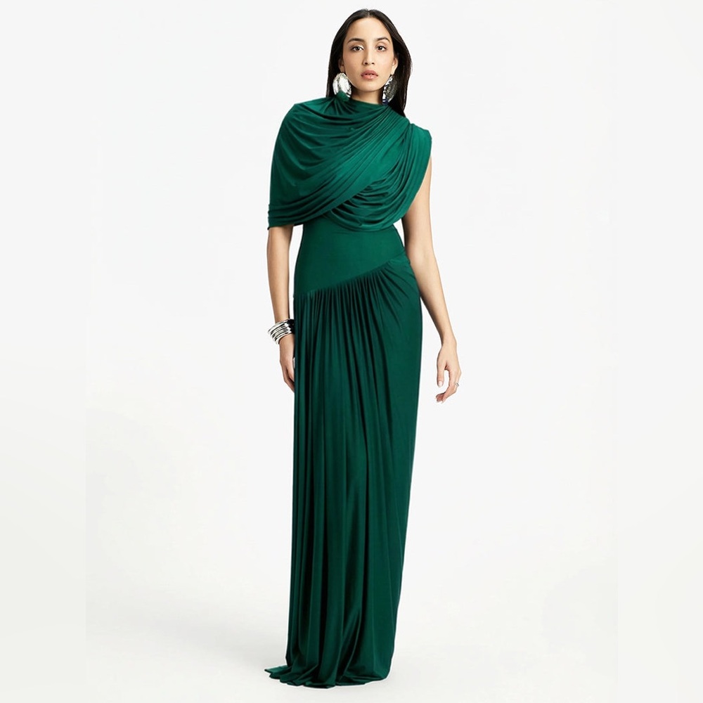 NWT deme Lucinda Draped Stretch-Woven Maxi Dress
